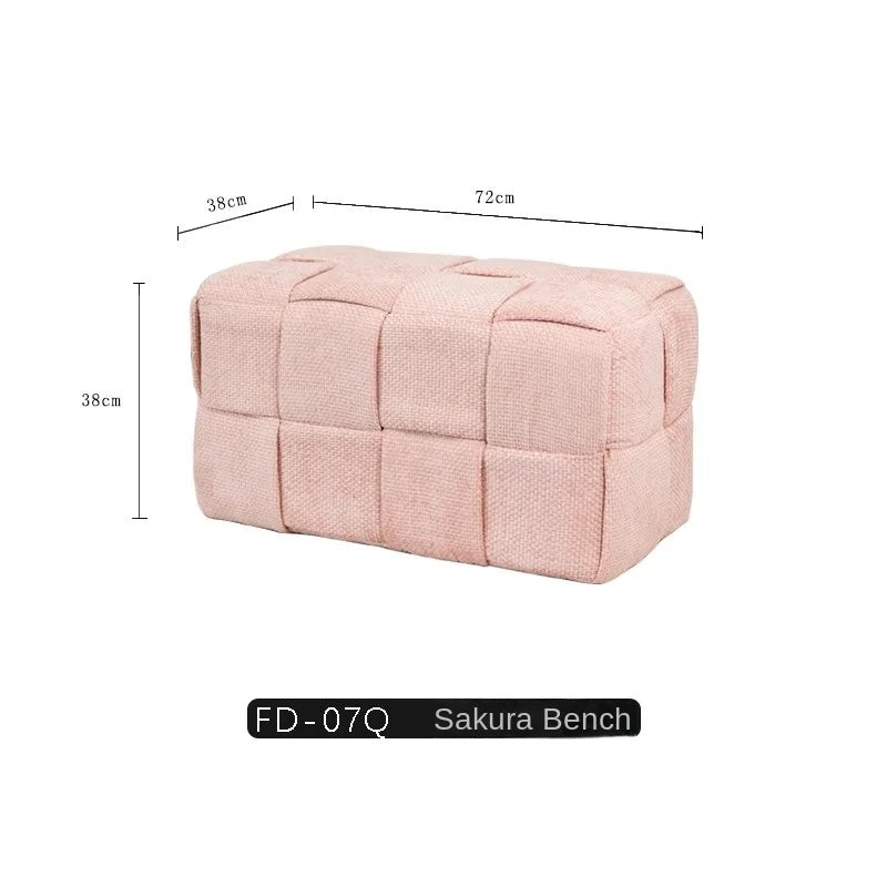 MOMO Chenille Mesh Red Woven Bench  (Online Exclusive) Short Stool   Shoe Changing Stool Living Room Sofa Stool Household Small Stools