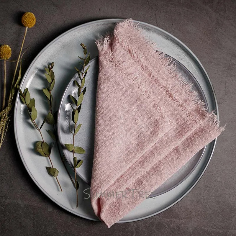 10pcs Large Napkins 41x41cm Rustic Cotton Gauze Napkin Muslin Tea Towel Dinner Retro Cheesecloth    (Online Exclusive) Wedding Party Linen Decor