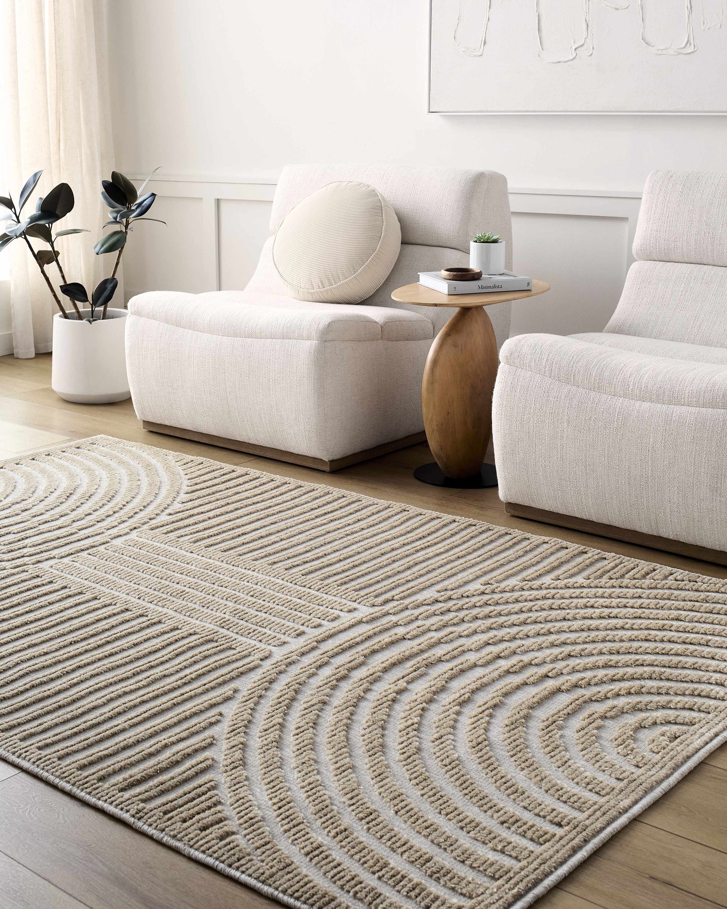 Deron Beige Washable Area Rug  (online exclusive