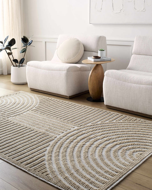 Deron Beige Washable Area Rug  (online exclusive
