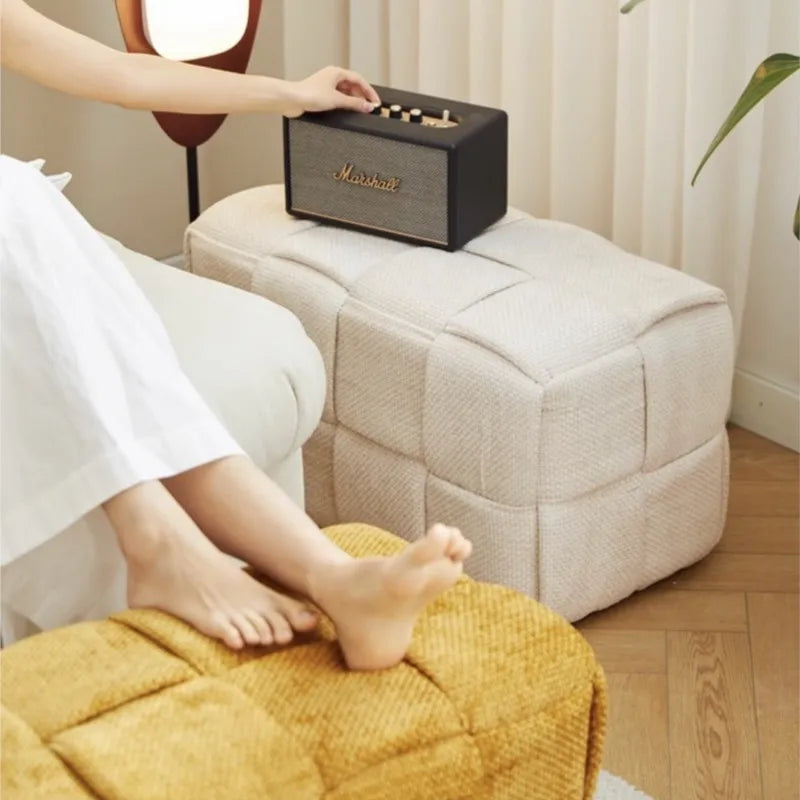 MOMO Chenille Mesh Red Woven Bench  (Online Exclusive) Short Stool   Shoe Changing Stool Living Room Sofa Stool Household Small Stools