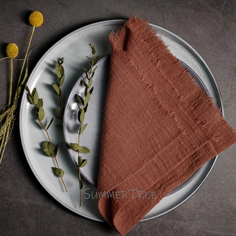 10pcs Large Napkins 41x41cm Rustic Cotton Gauze Napkin Muslin Tea Towel Dinner Retro Cheesecloth    (Online Exclusive) Wedding Party Linen Decor
