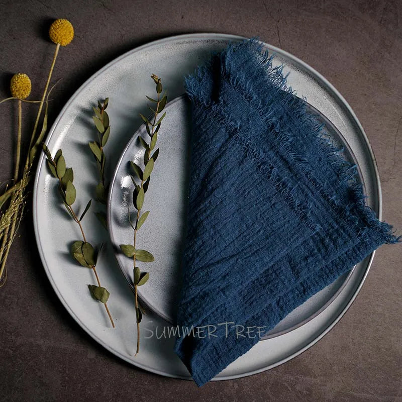 10pcs Large Napkins 41x41cm Rustic Cotton Gauze Napkin Muslin Tea Towel Dinner Retro Cheesecloth    (Online Exclusive) Wedding Party Linen Decor
