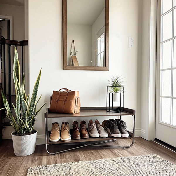 Modern Wood and Metal Shoe Rack (Online Exclusive)