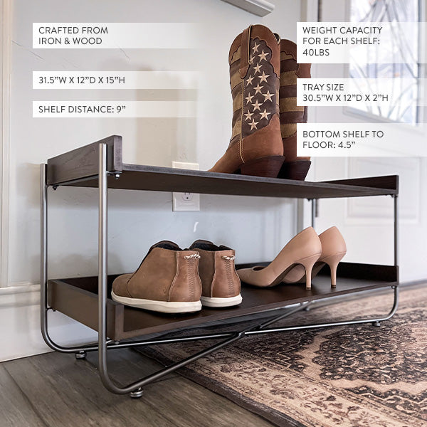 Modern Wood and Metal Shoe Rack (Online Exclusive)