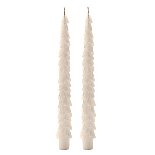 Cream Tree Taper Candles - Set of 2  (Online Exclusive