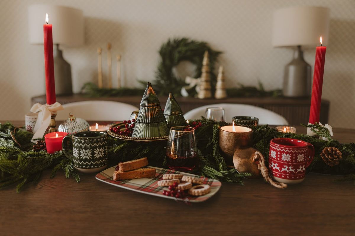 Red Fluted Taper Candles - Set of 3  (Online Exclusive