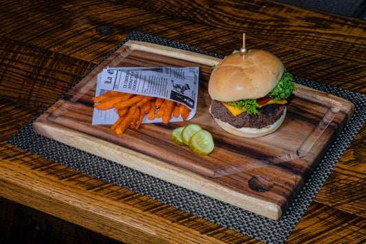 Medium Live Edge Square End Board with Hanging Hole and Juice Groove (Online Exclusive)