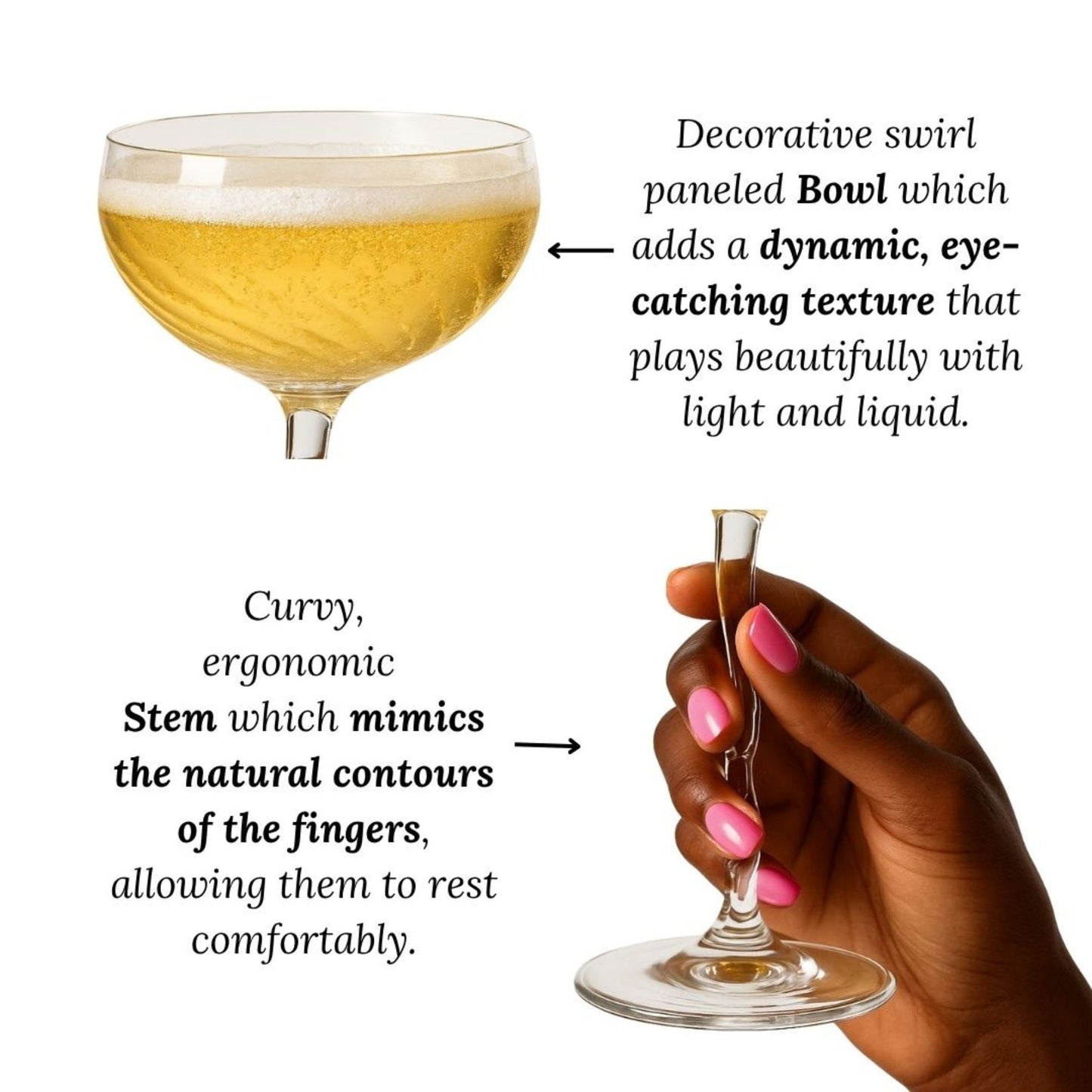 Vivre Luxury Crystal Coupe Glasses – Set of 4 (Online Exclusive)