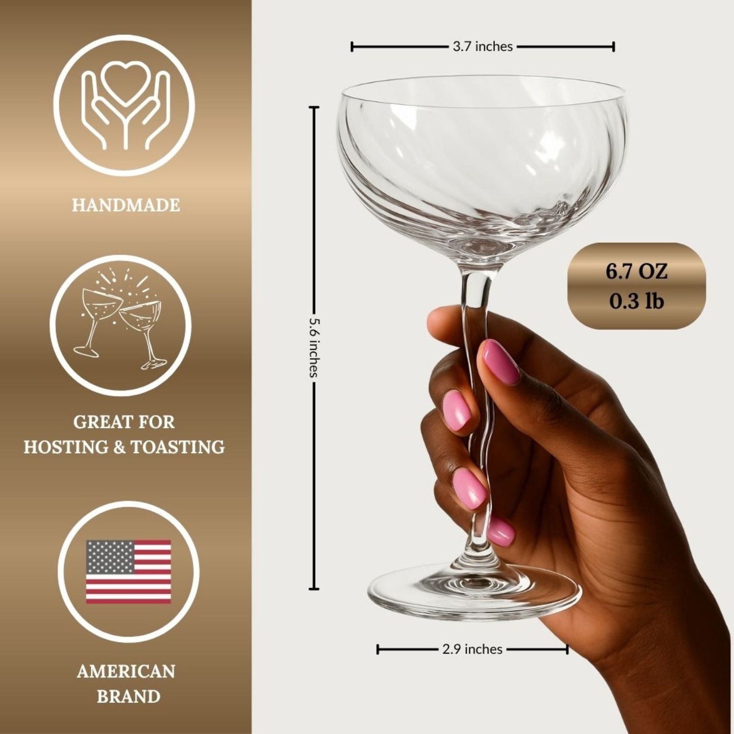 Vivre Luxury Crystal Coupe Glasses – Set of 4 (Online Exclusive)