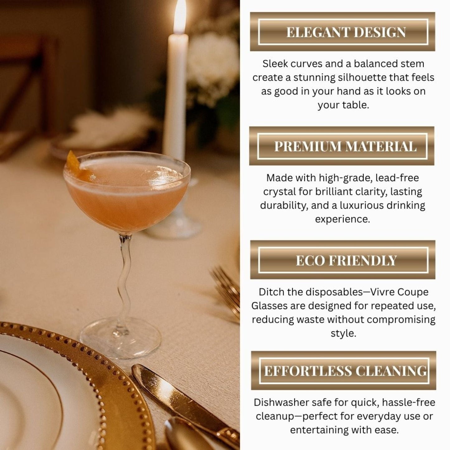 Vivre Luxury Crystal Coupe Glasses – Set of 4 (Online Exclusive)