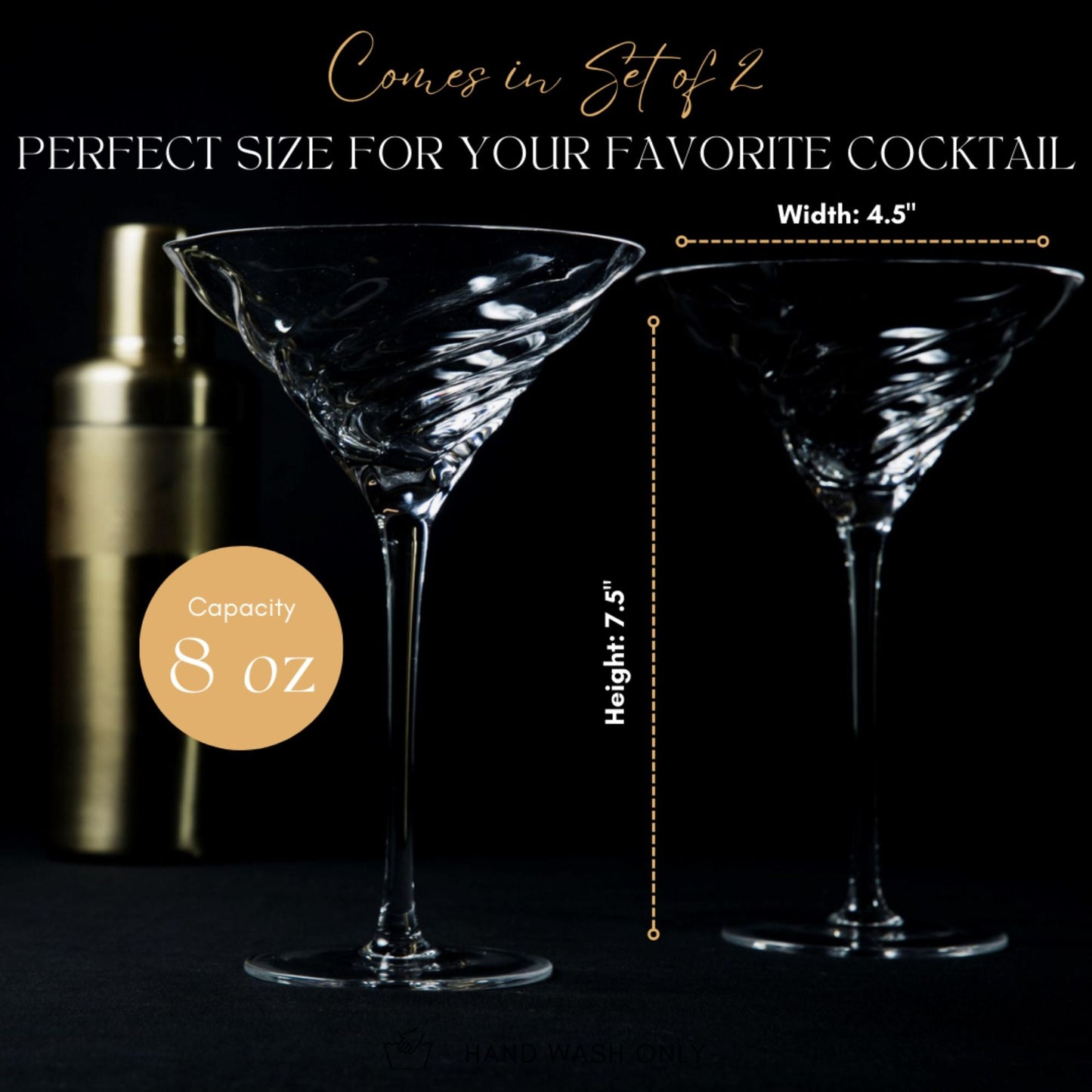 Vortex Crystal Martini Glasses – Set of 2 Luxury Stemware (Online Exclusive)