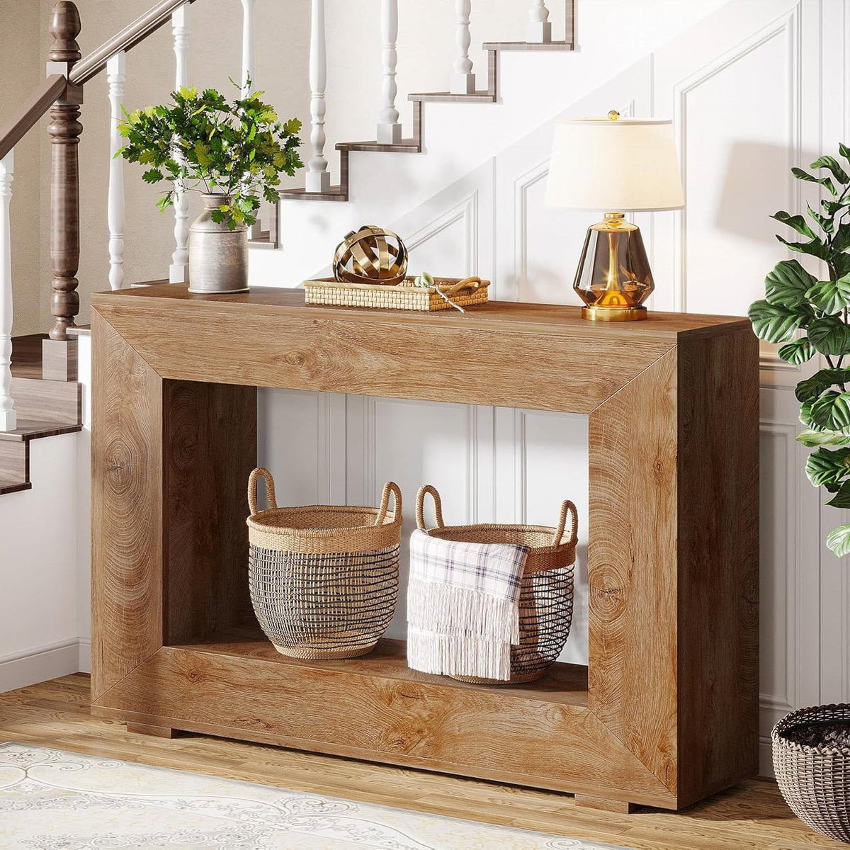 Modern Farmhouse 47-inch Long Entryway or Sofa Table in Brown Wood Finish  (Online Exclusive)