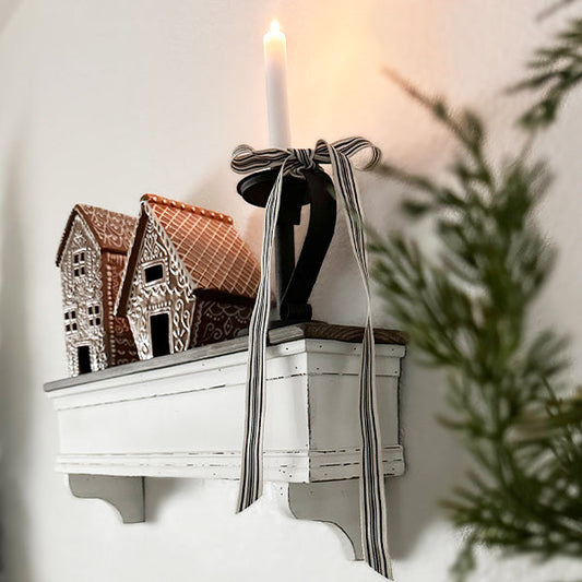 Distressed White Wood Wall Shelf (Online Exclusive)