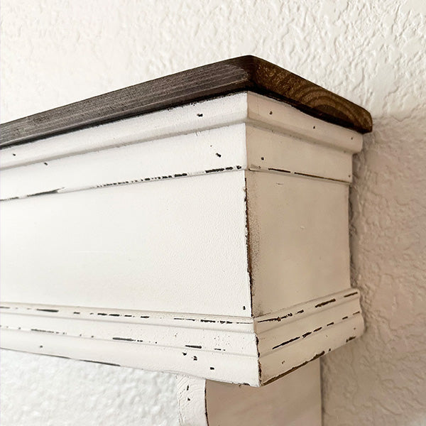 Distressed White Wood Wall Shelf (Online Exclusive)