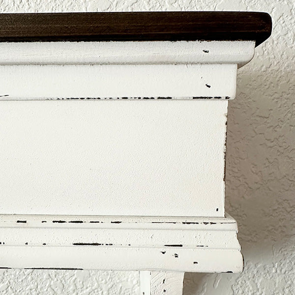 Distressed White Wood Wall Shelf (Online Exclusive)