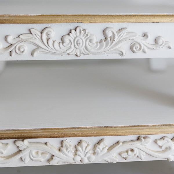 Antique Inspired Ornate White Wood Risers, Set of Two (Online Exclusive)