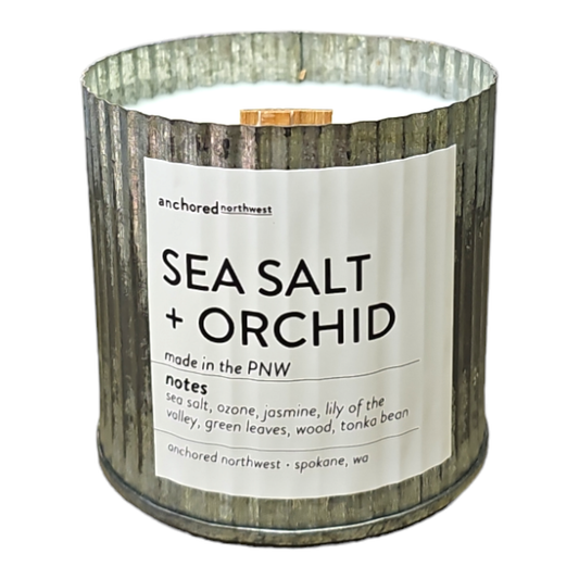Sea Salt & Orchid Rustic Wood Wick Candle