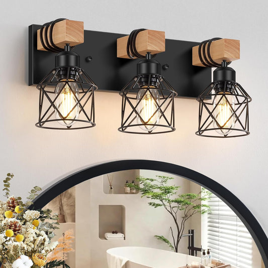 3-Light Wood Farmhouse Vanity Light  (Online Exclusive)