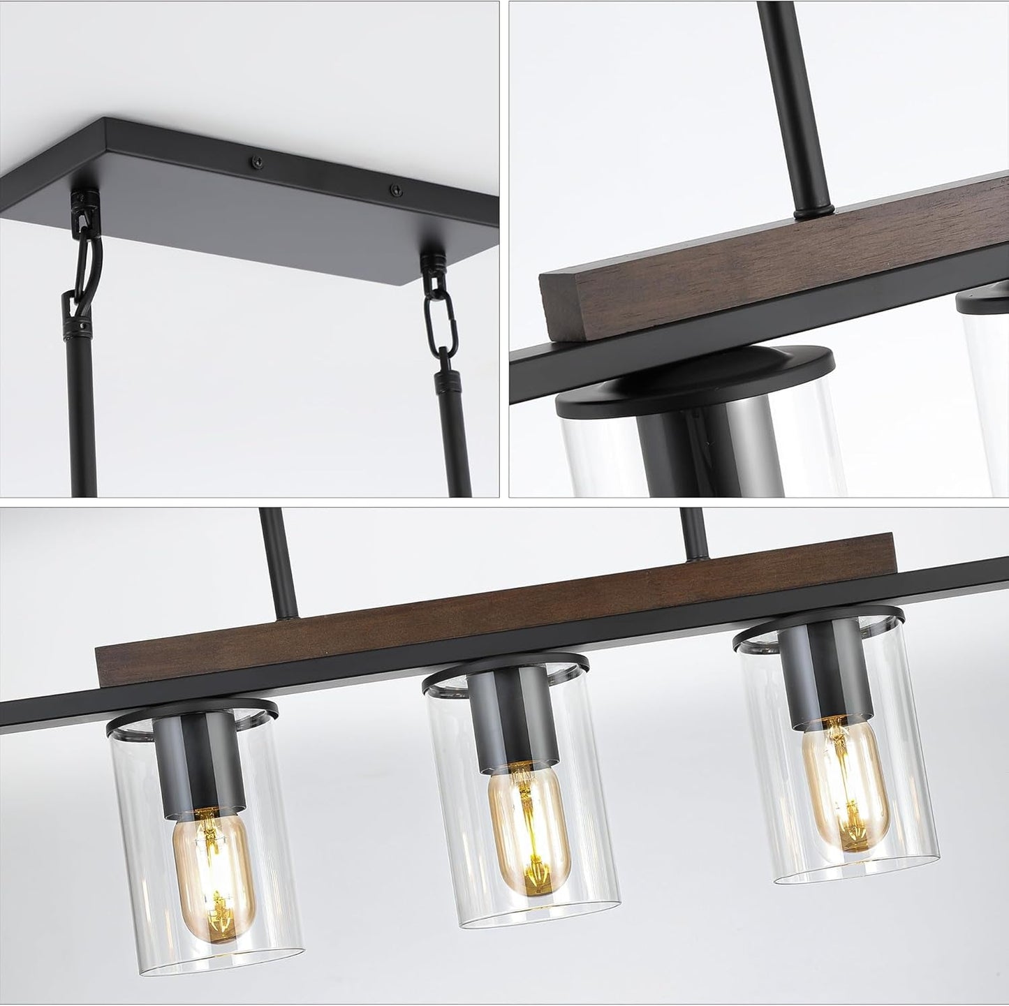 Farmhouse Black Linear Chandelier  (Online Exclusive)