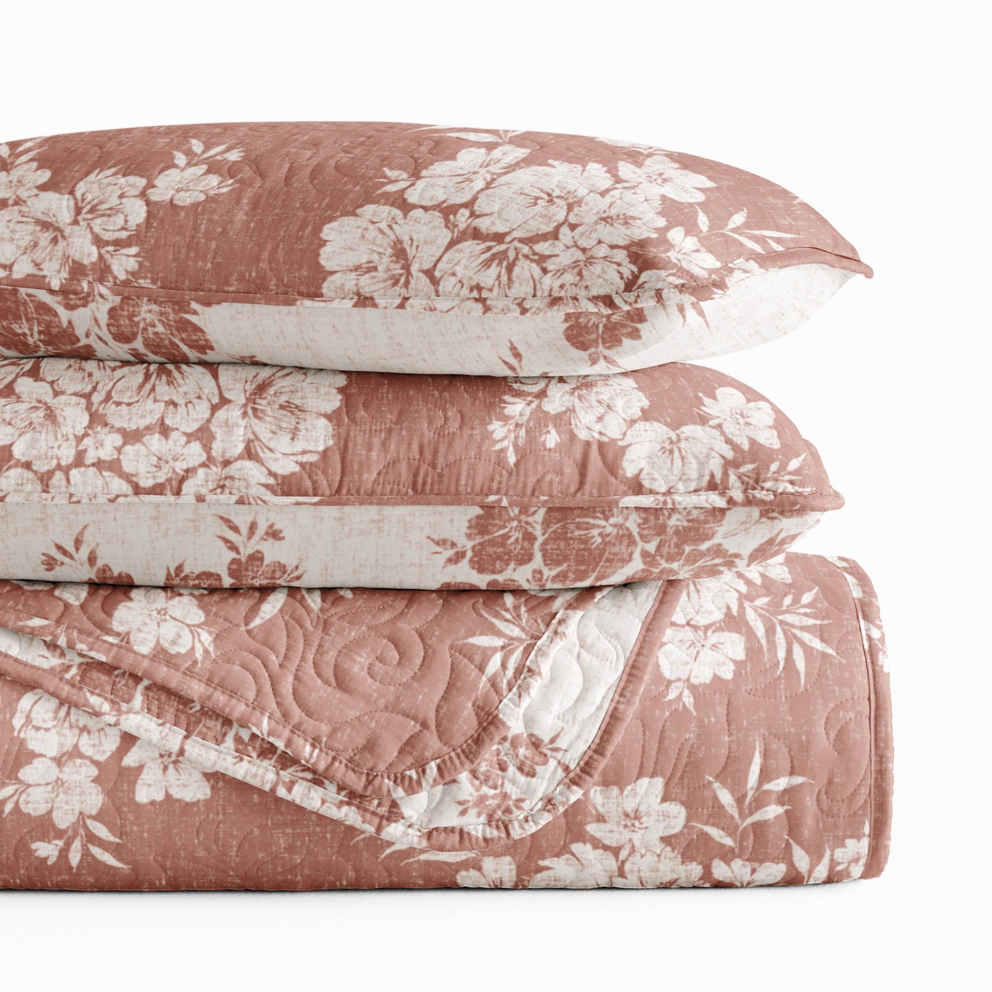 Distressed Bouquet All Season Patterned Reversible Quilt Set