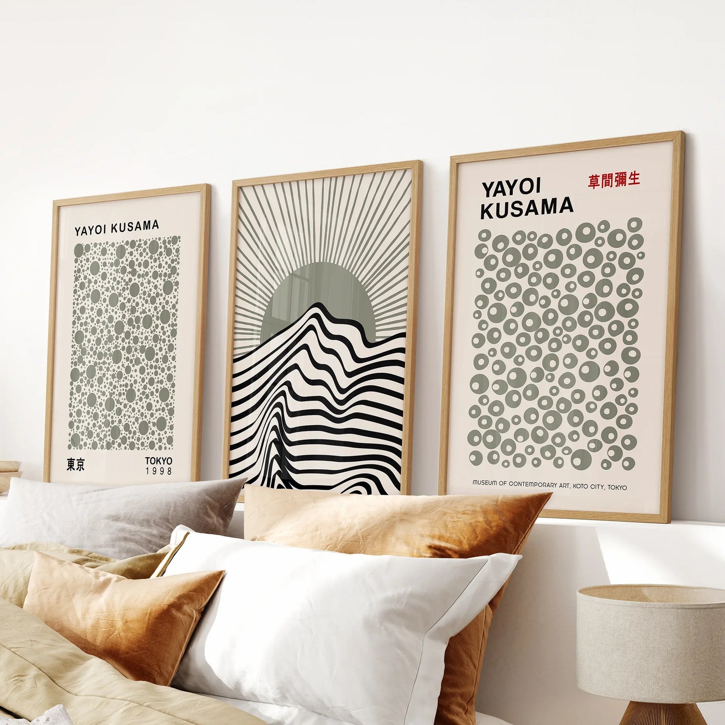 Exhibition Style Wall Art. Set of 3 Sage Green Bauhaus  Prints for Apartment or Dorm  (online exclusive)