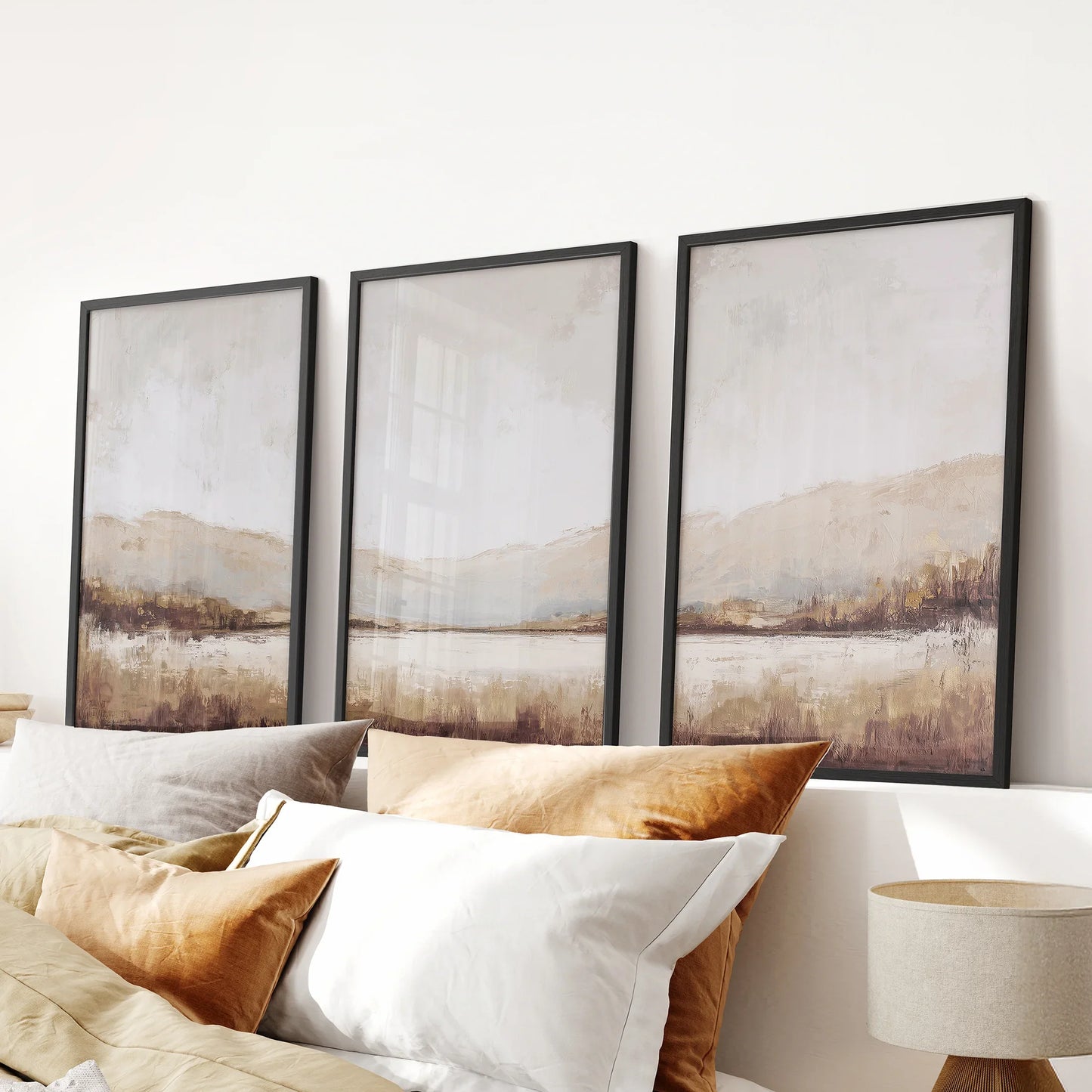 Neutral Beige Brown Landscape Tryptich. Set of 3 Art Prints  (online exclusive)