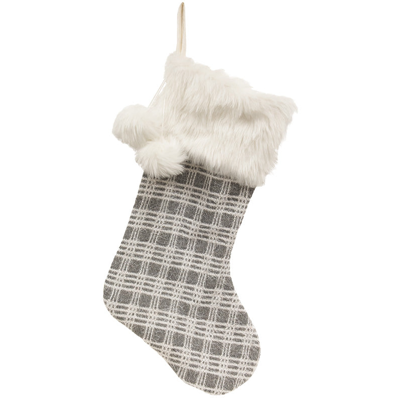 GRAY AND WHITE PLAID STOCKING