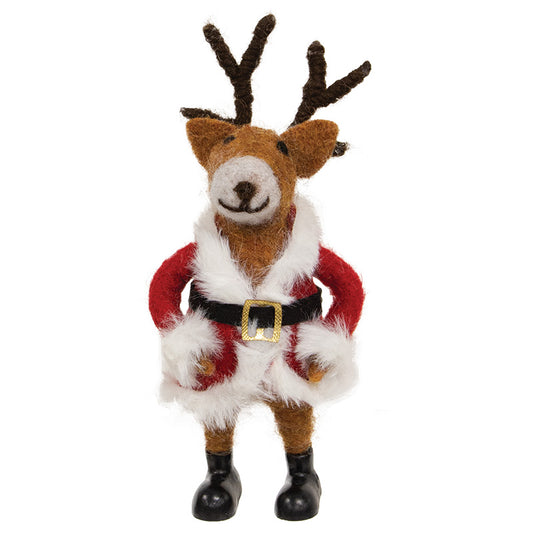 Santa Reindeer Felted Ornament