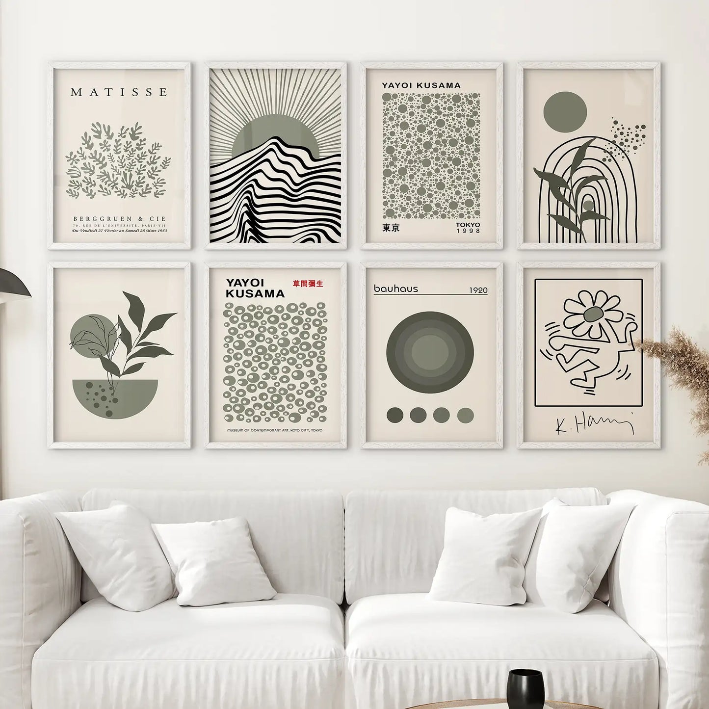 Sage Green Gallery Wall. 8 Piece Modern Poster Set for Apartment Decor  (online exclusive)