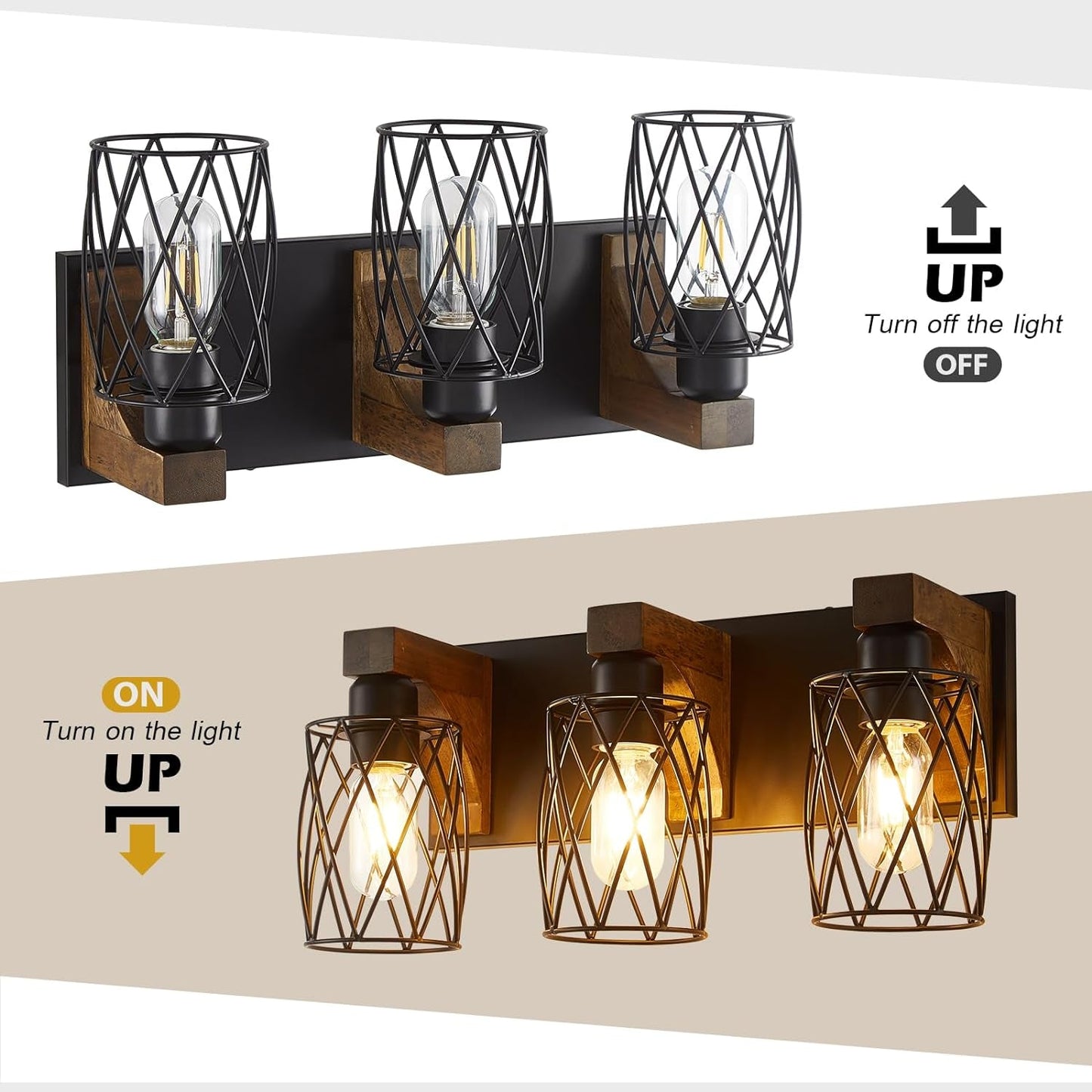 3-Light Wood Bathroom Light Fixture  (Online Exclusive)