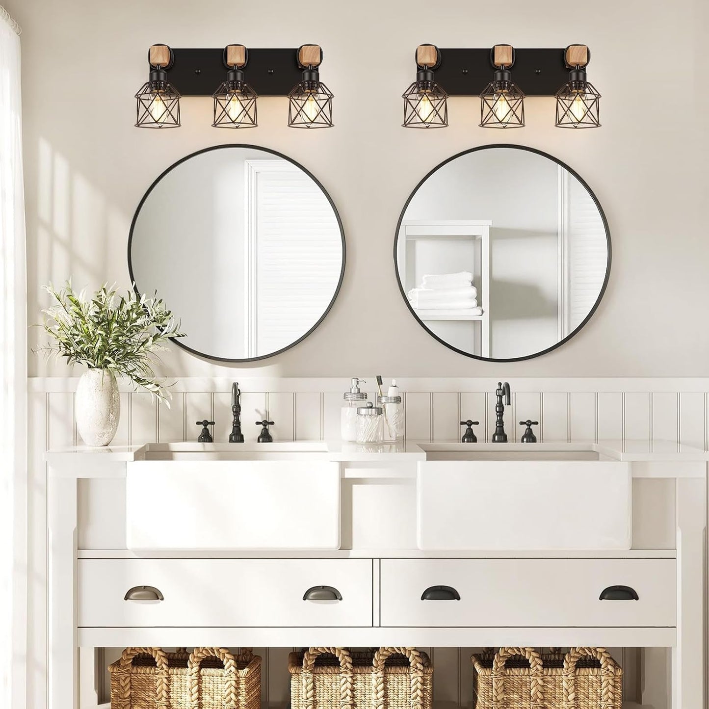 3-Light Wood Farmhouse Vanity Light  (Online Exclusive)