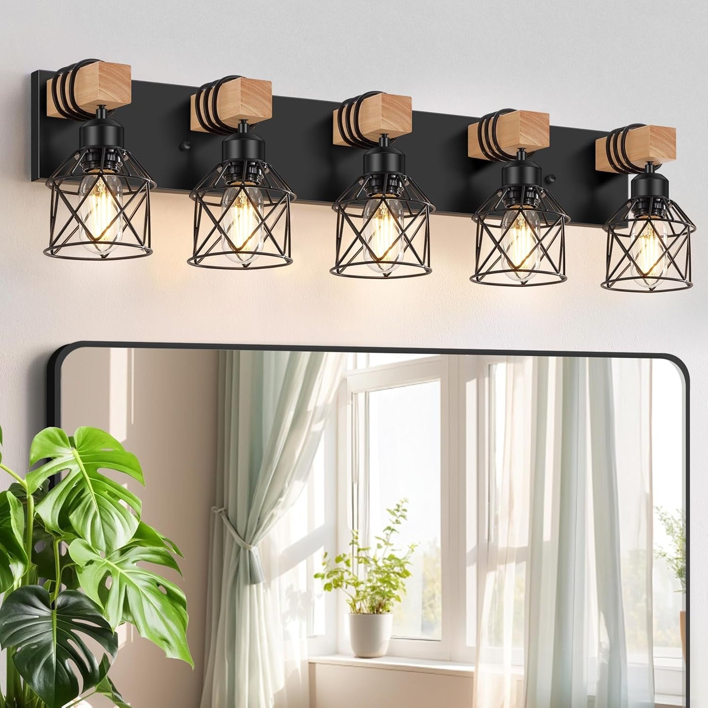 3-Light Wood Farmhouse Vanity Light  (Online Exclusive)