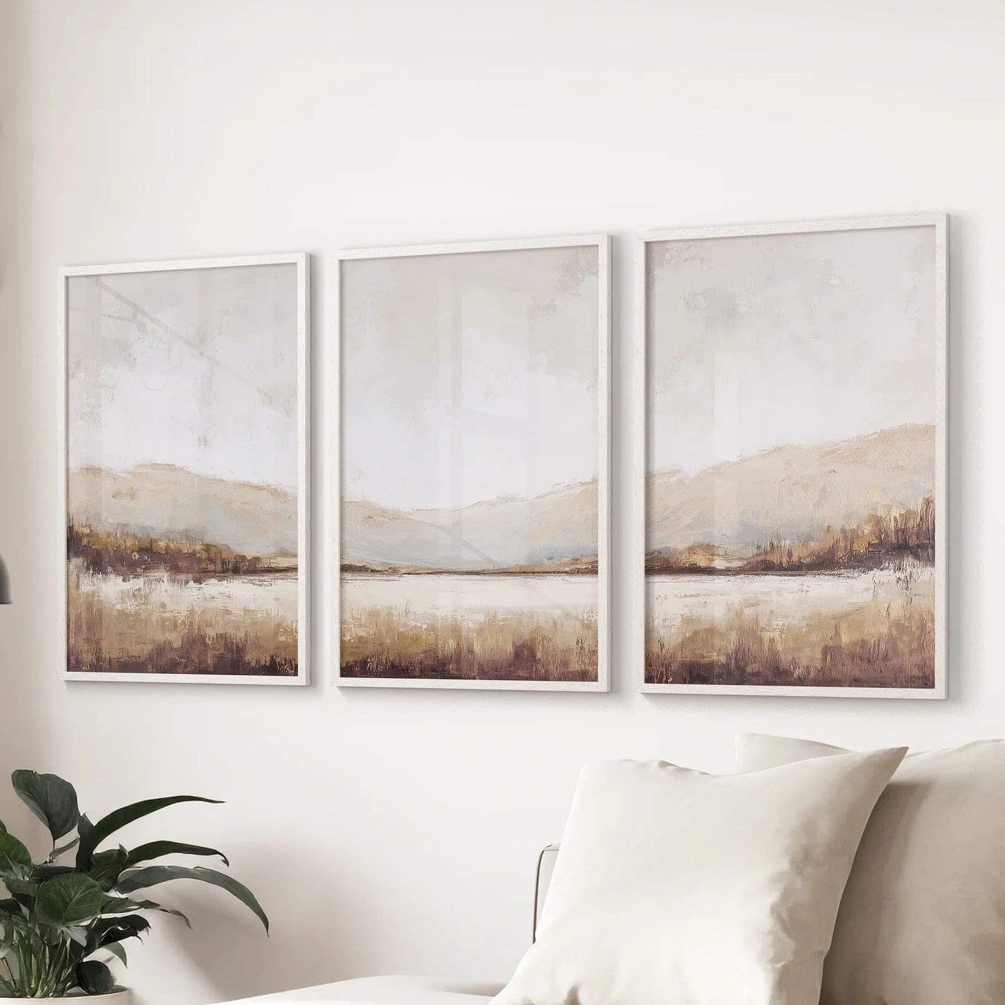 Neutral Beige Brown Landscape Tryptich. Set of 3 Art Prints  (online exclusive)