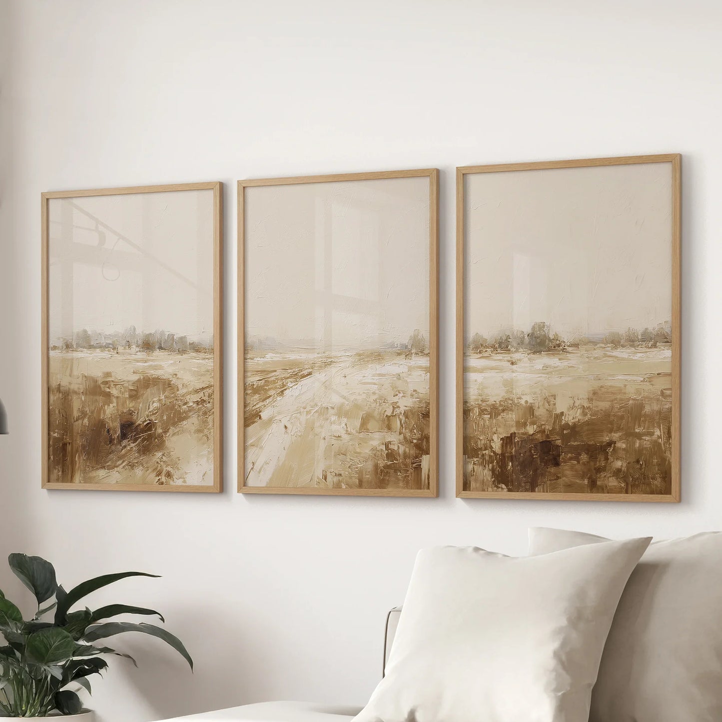 Neutral Abstract Landscape Art. Beige Farmhouse Triptych  (online exclusive)