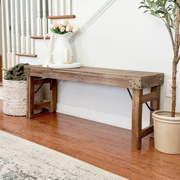 Vintage-Inspired Reclaimed Wood Folding Bench (Online Exclusive)