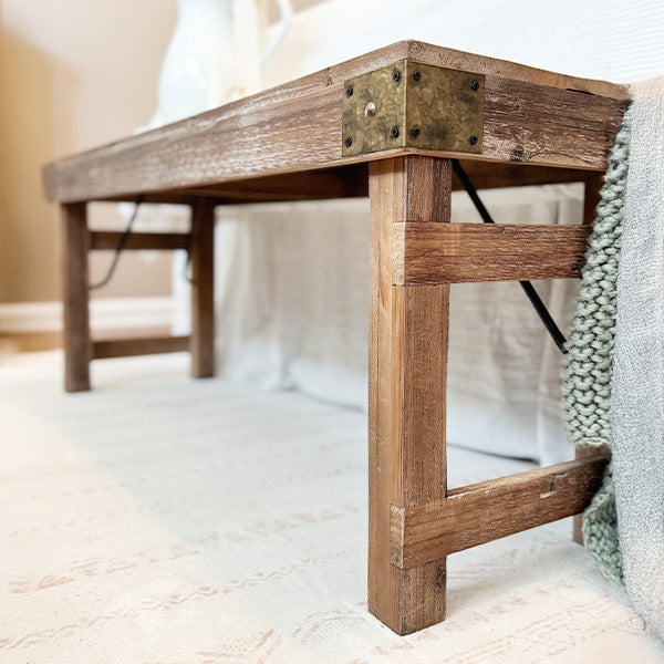 Vintage-Inspired Reclaimed Wood Folding Bench (Online Exclusive)