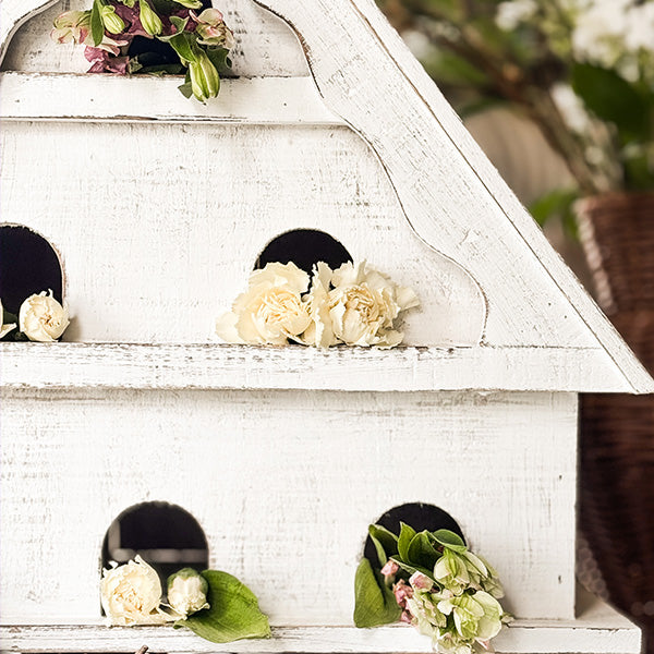 Distressed White Wood Functional Bird House | Outdoor Rated (Online Exclusive)