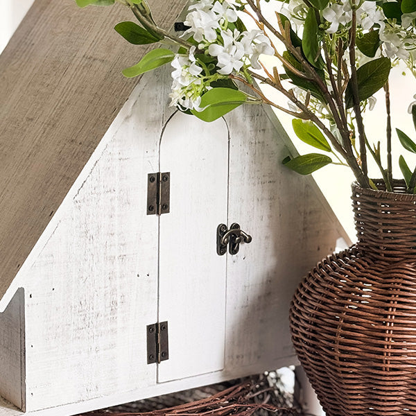 Distressed White Wood Functional Bird House | Outdoor Rated (Online Exclusive)