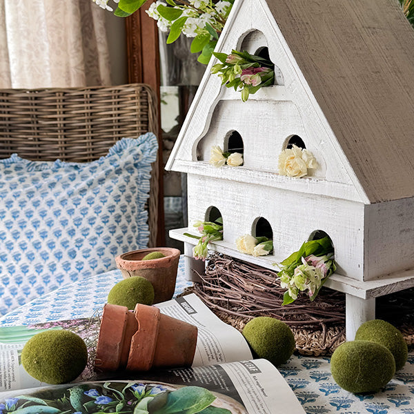 Distressed White Wood Functional Bird House | Outdoor Rated (Online Exclusive)