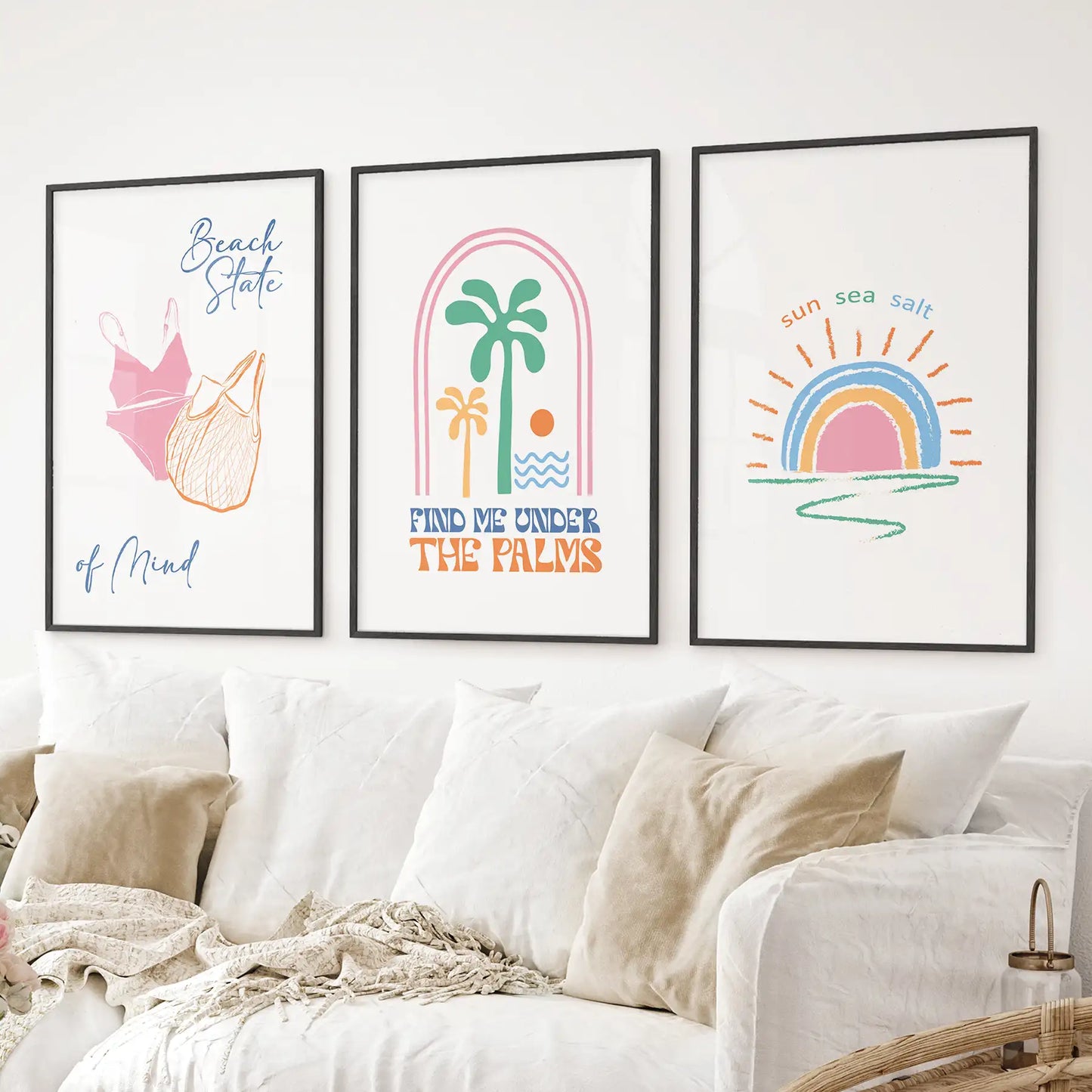 Coastal Summer Vibes Wall Decor. Palm Sunset Poster  Set of 3  (online exclusive)