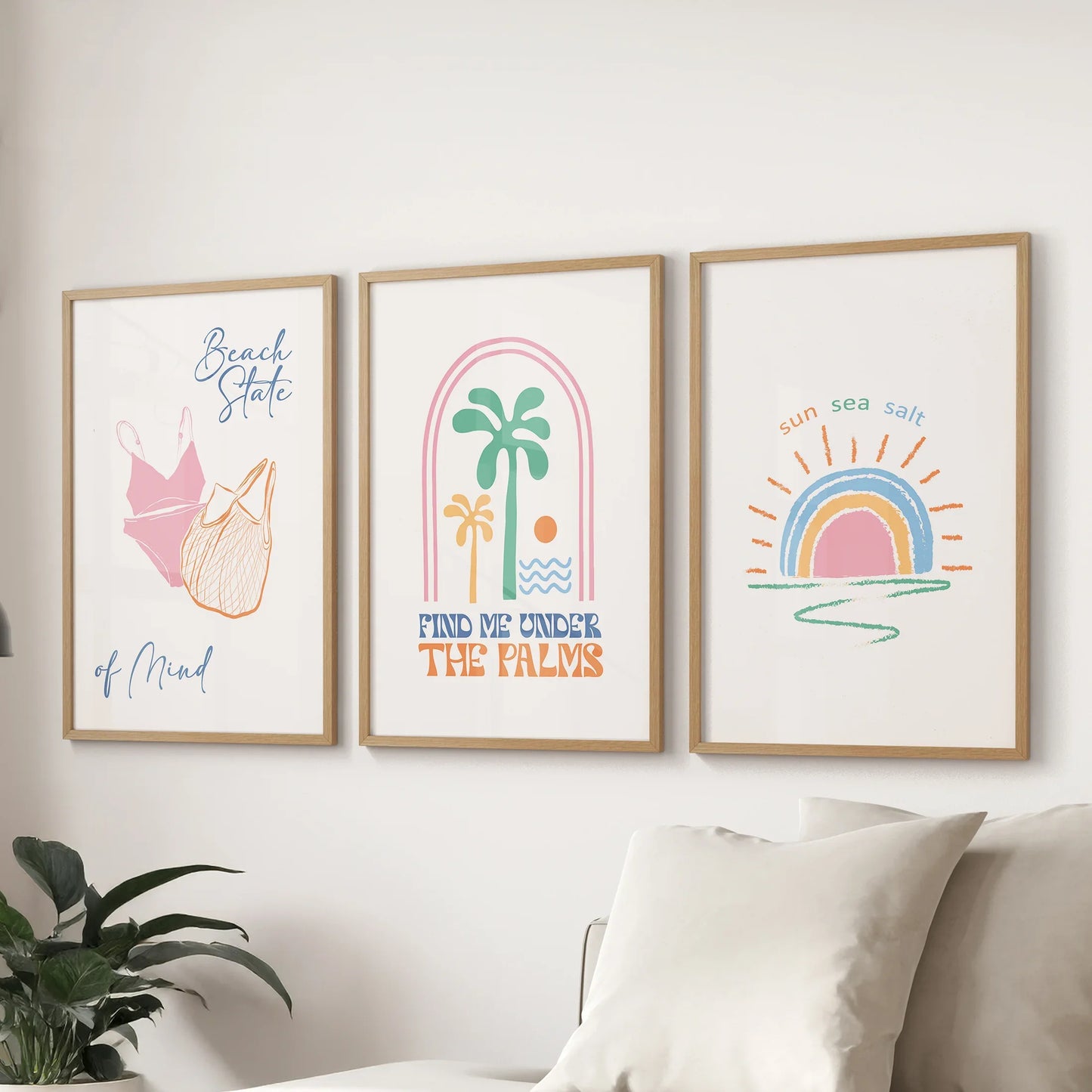 Coastal Summer Vibes Wall Decor. Palm Sunset Poster  Set of 3  (online exclusive)