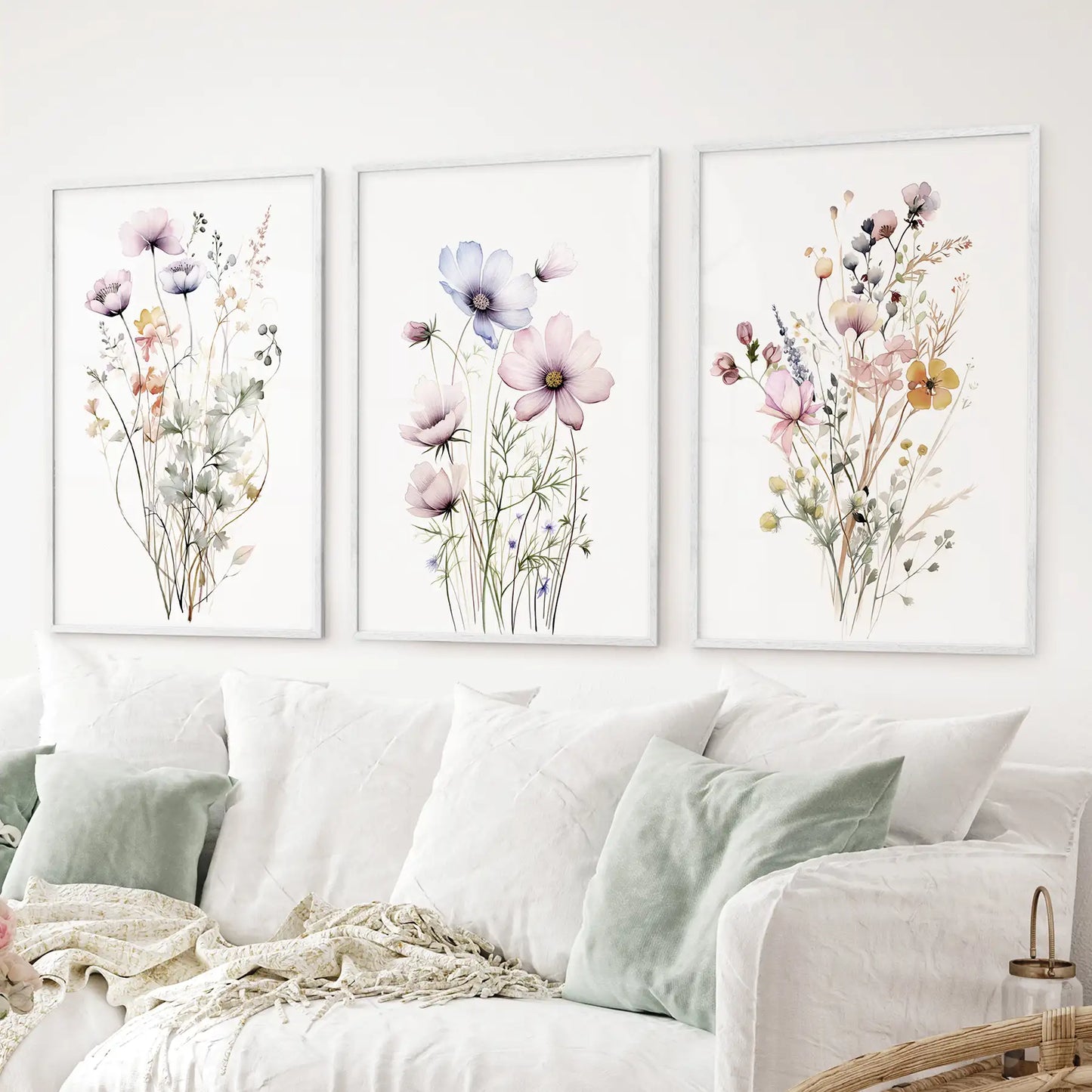 Watercolor Floral Wall Art. Set of 3 Botanical Prints  (online exclusive)
