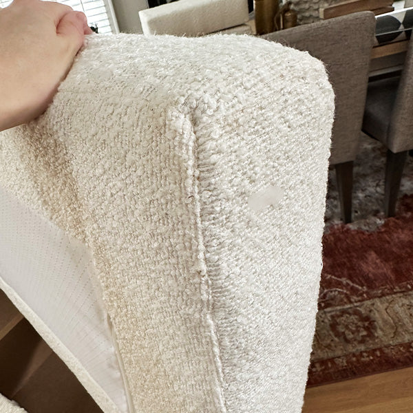 56 Inch Modern Boucle Accent Bench with Round Pillows (Online Exclusive)