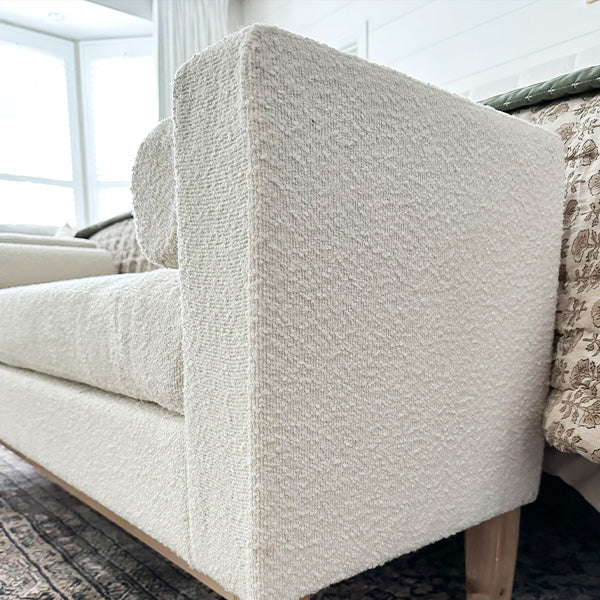 56 Inch Modern Boucle Accent Bench with Round Pillows (Online Exclusive)