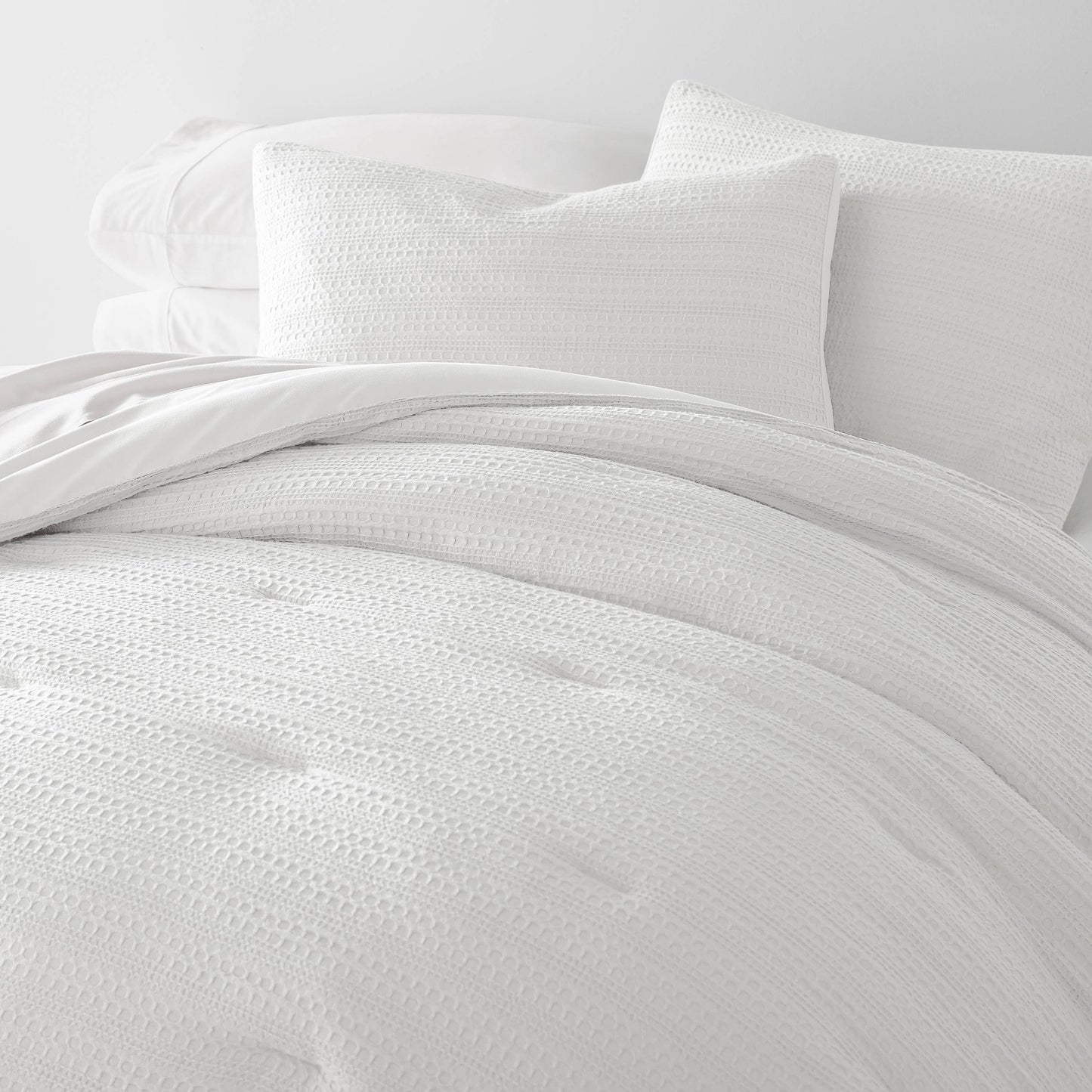 Waffle Textured 3 Piece Down Alternative Comforter Set