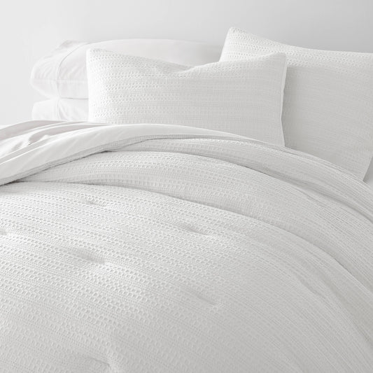 Waffle Textured 3 Piece Down Alternative Comforter Set
