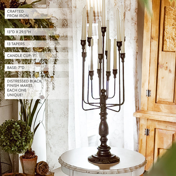 13 Taper Candle Black Iron Candelabra (Online Exclusive)