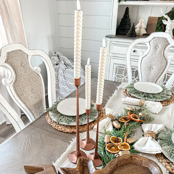 Copper Finish Cast Iron Taper Candle Holders, Set of Three (Online Exclusive)