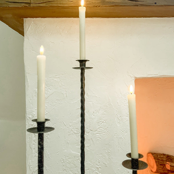 Tall Hand-Forged Cast Iron Floor Candle Holders, Set of 3 (Online Exclusive)